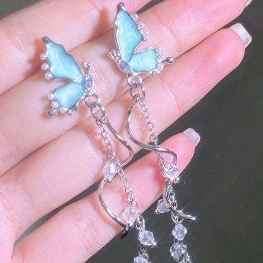 Blue Butterfly Long Earring