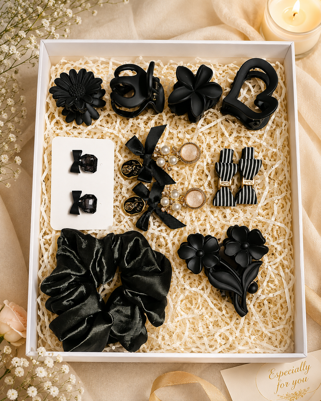 Elegant Black Hair Accessories Hamper