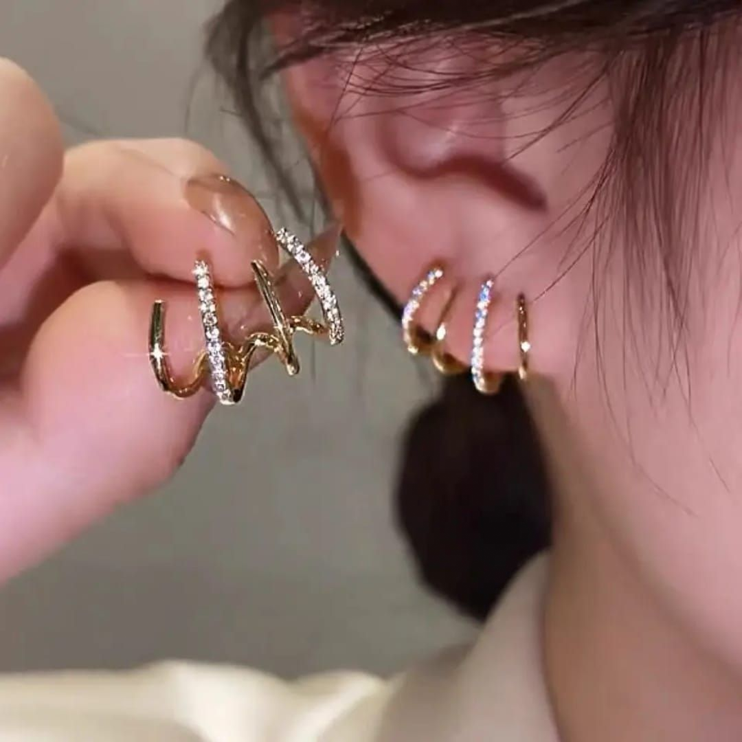 Gold Wave Stud Earrings