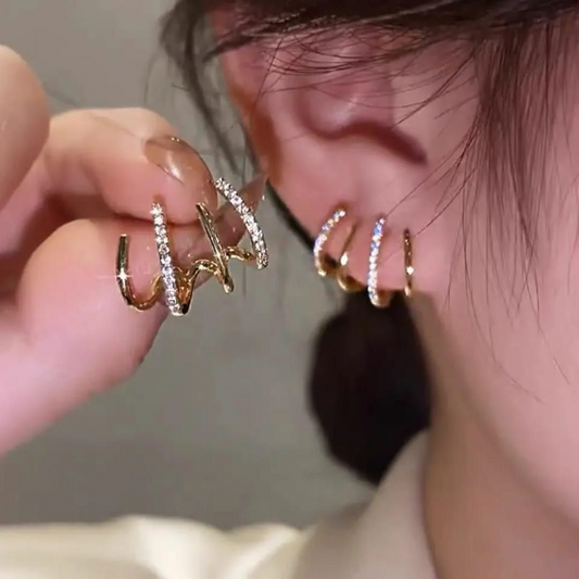 Gold Wave Stud Earrings