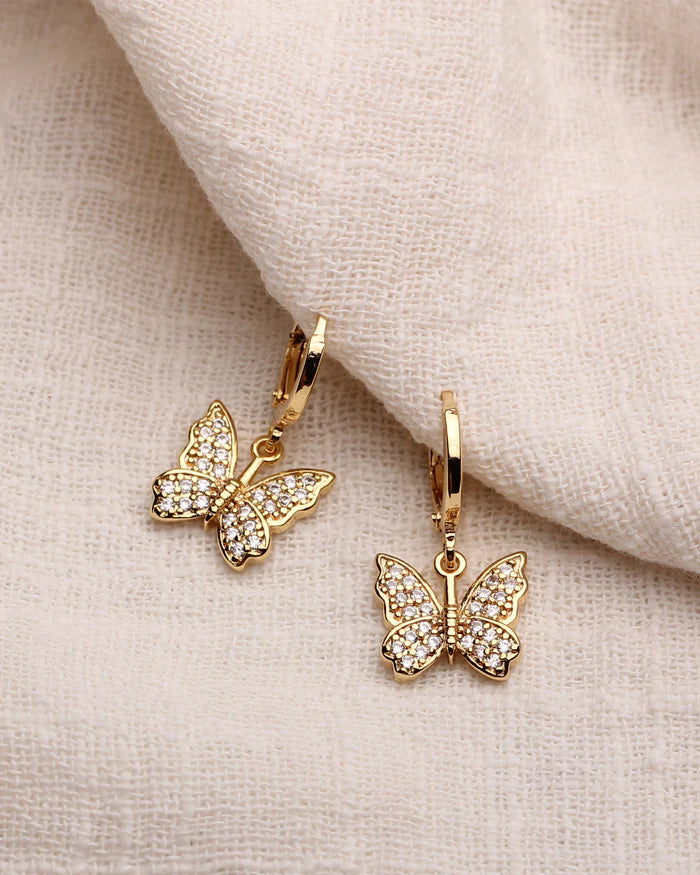 Butterfly Stone hoops