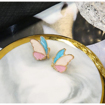 Multicolor Butterfly Korean Stud