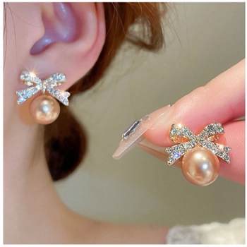 Bow Pearl Korean Earring