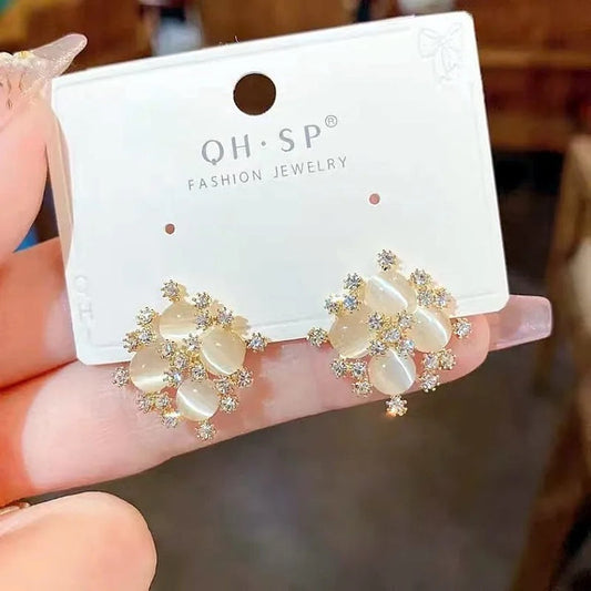 Korean Pearl Blossom Statement Earrings