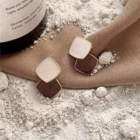 Brown Cream Korean earring