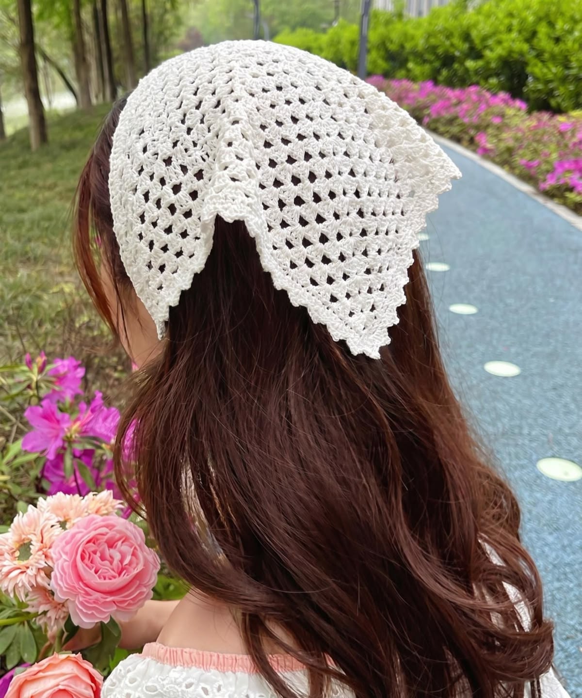 Crochet Triangle Hair Scarfs for Women