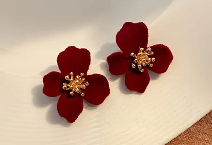 Velvet Floral Stud Earrings