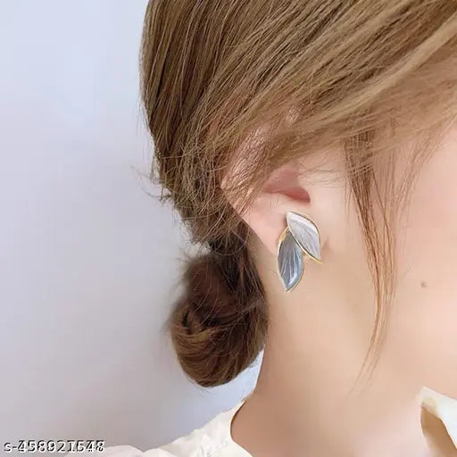 Grey Korean Leave earring