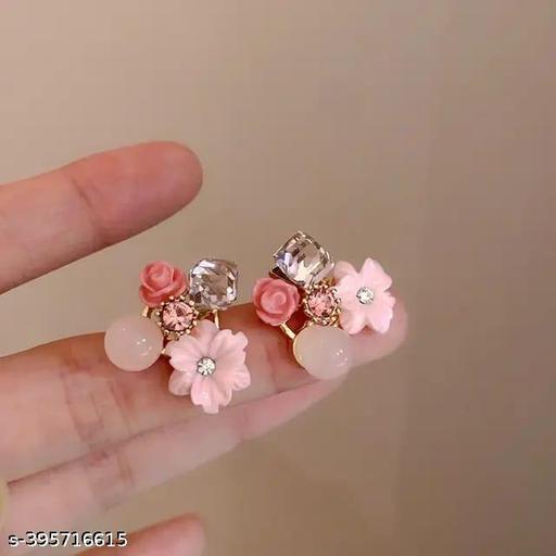 Pink Stone Korean Earring