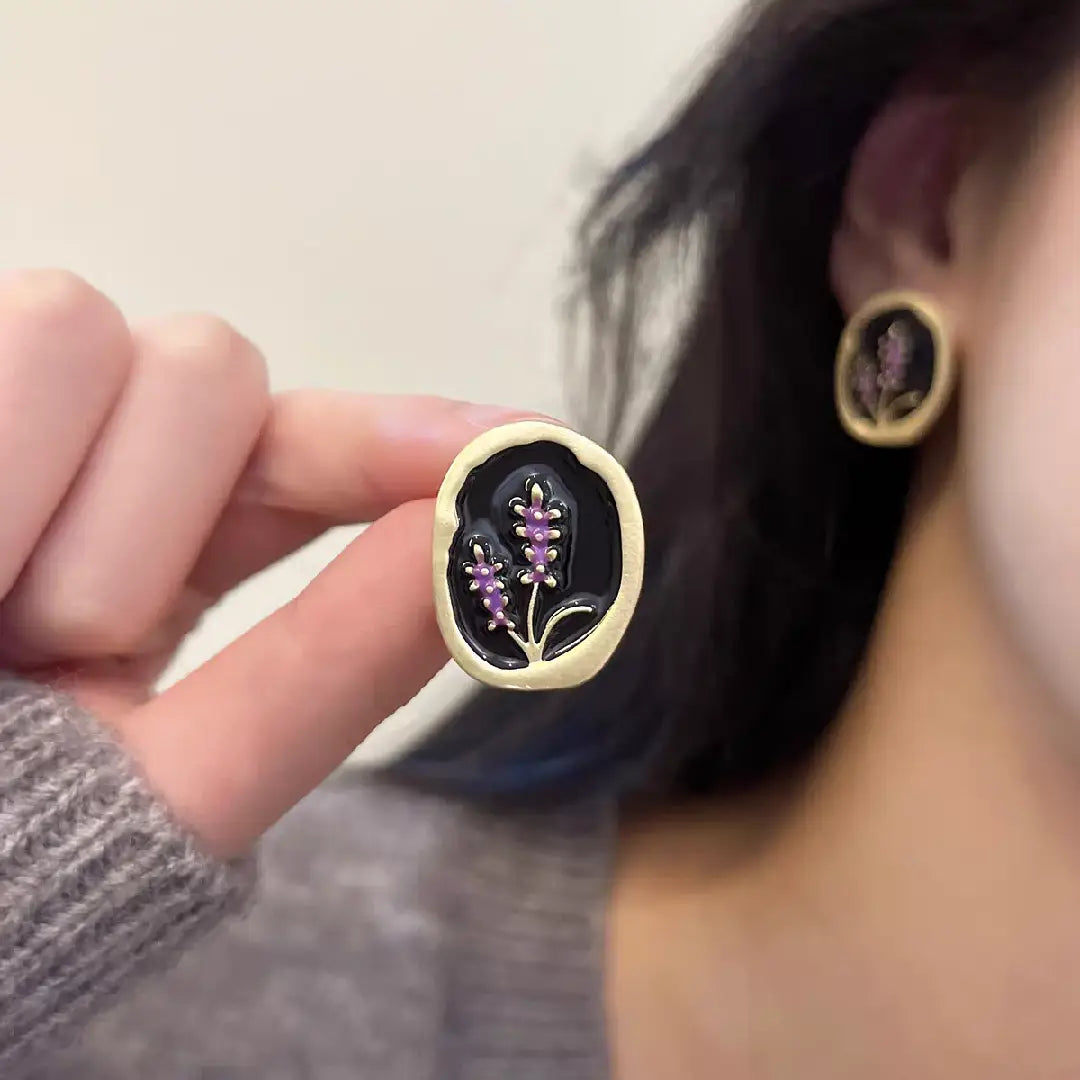 Oval Leaf Korean Earring