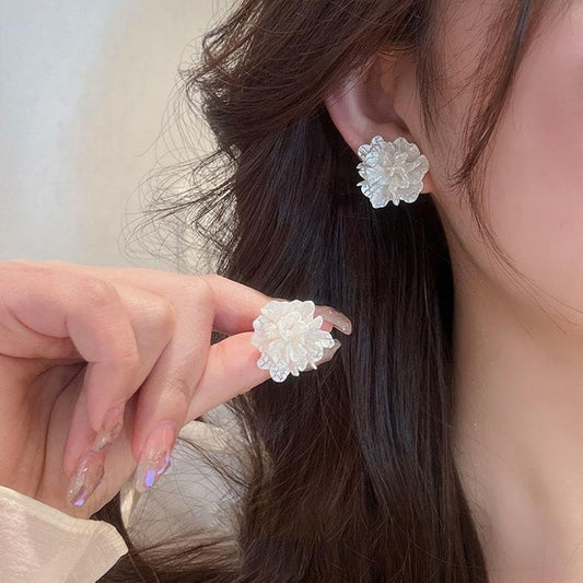 White Flower Earring