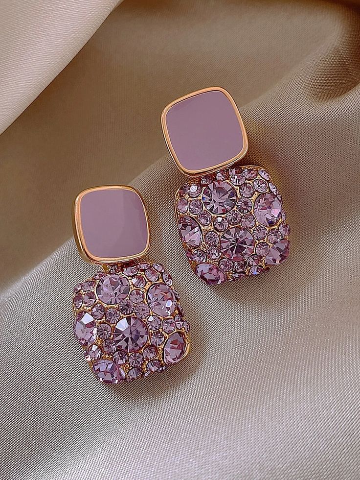 Pink Crystal Drop Earrings