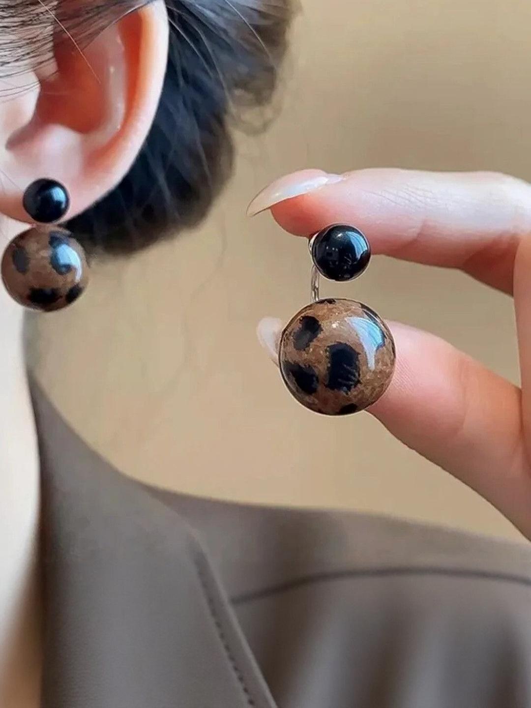 Brown Printed Korean Earring