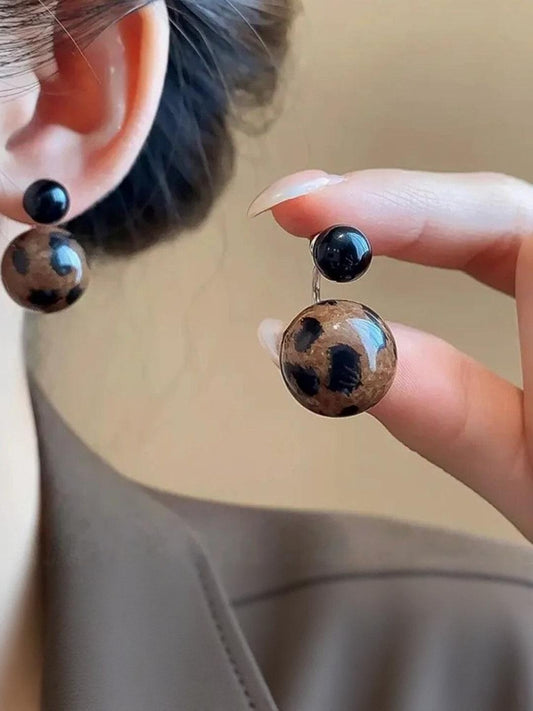 Brown Printed Korean Earring
