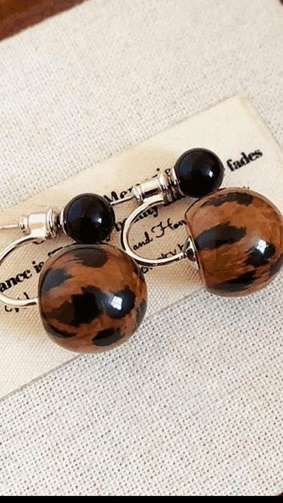 Brown Printed Korean Earring