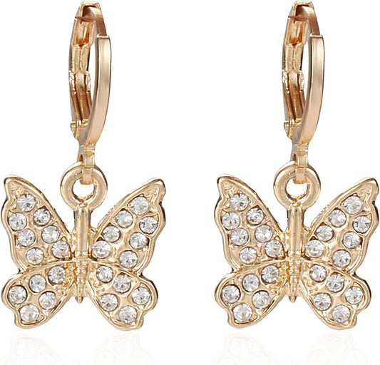 Butterfly Stone hoops