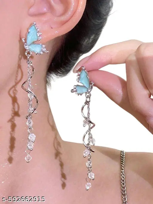Blue Butterfly Long Earring