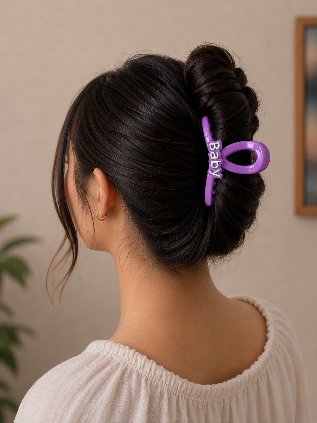 Trendy purple "Baby" letter design for a cute and stylish look.