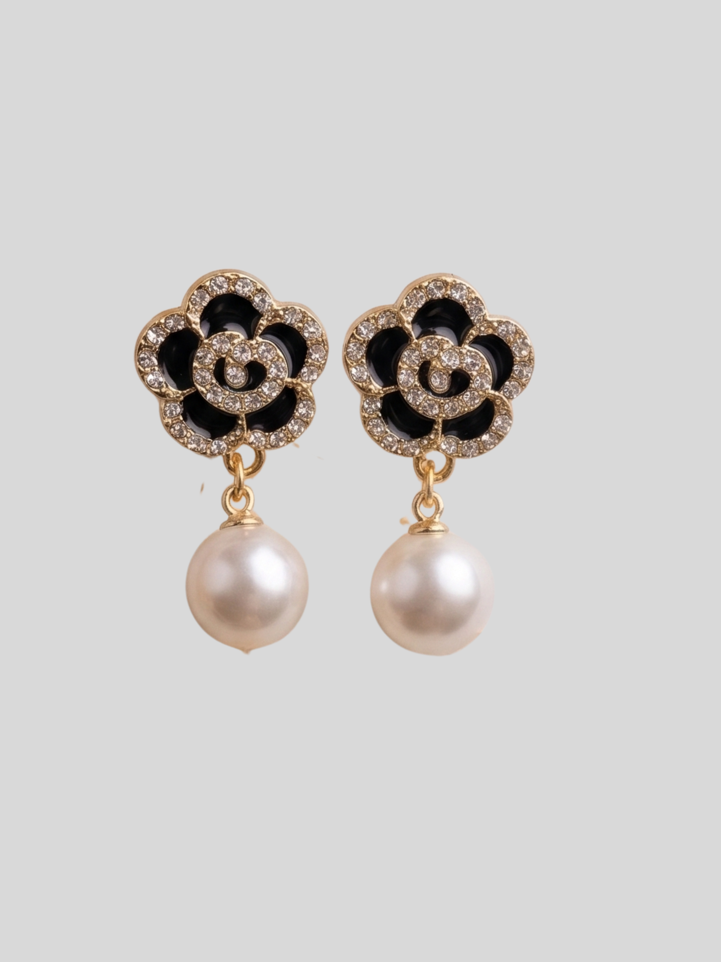 Black Flower Korean Earring