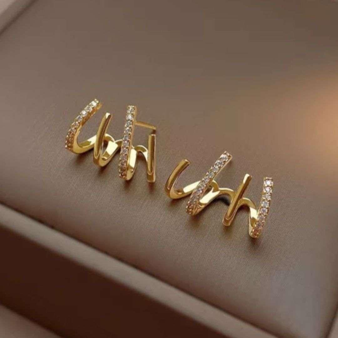 Gold Wave Stud Earrings