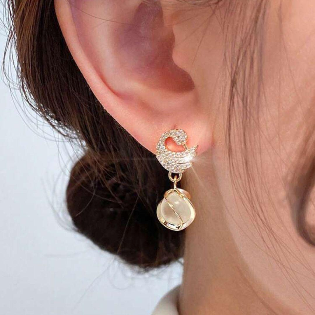 Crystal Heart Drop Earrings
