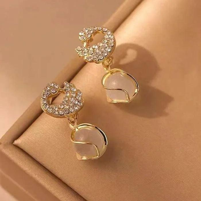 Crystal Heart Drop Earrings
