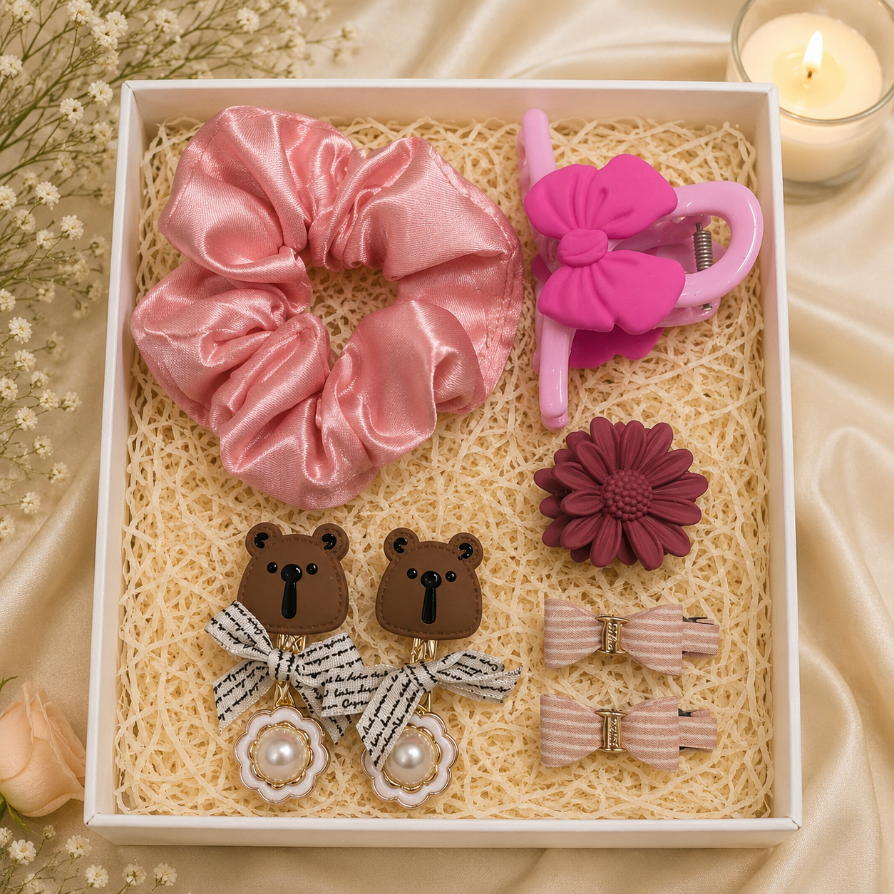 Pink Blossom Hair Accessories Gift Box