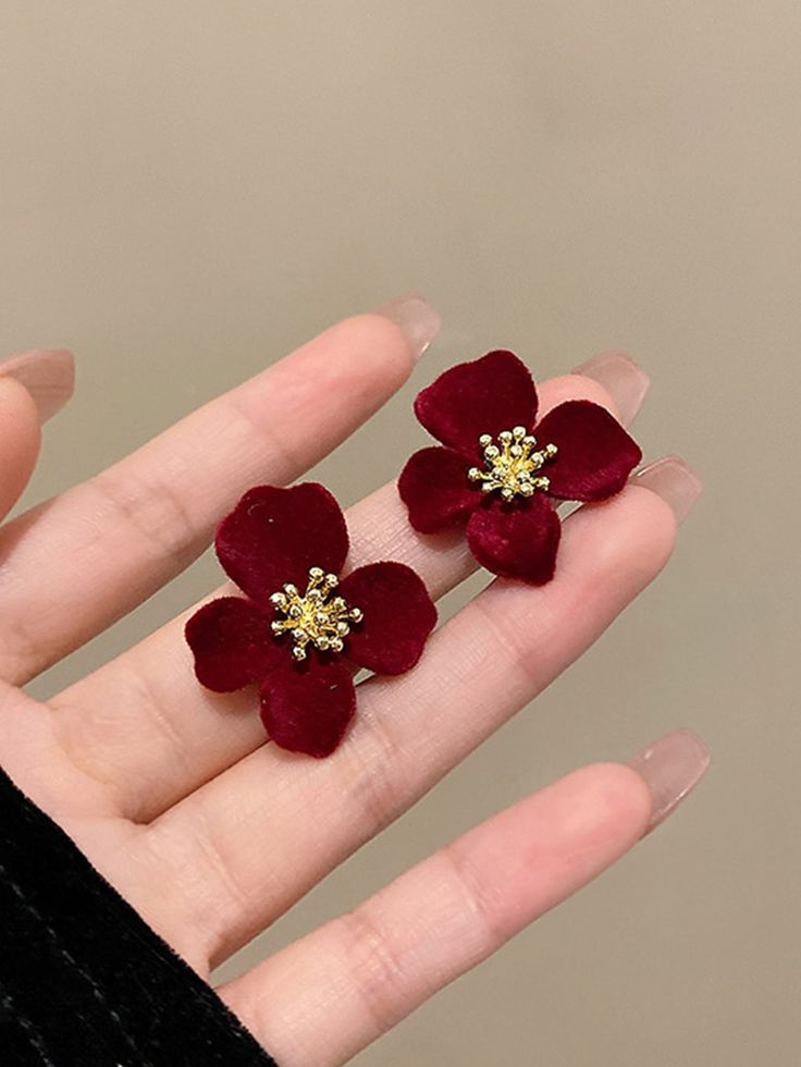 Velvet Floral Stud Earrings