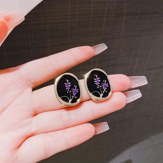 Oval Leaf Korean Earring