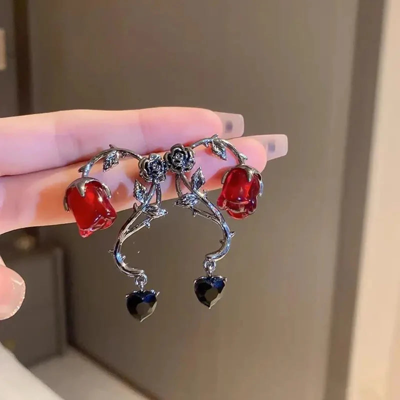 Witchy Rose & Heart Earrings